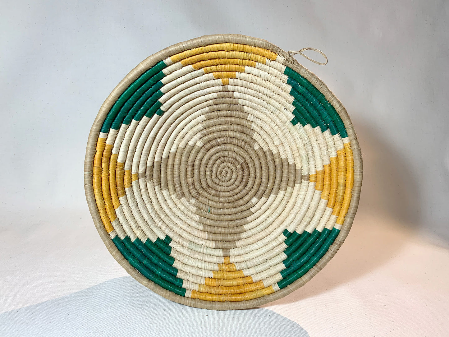 Yellow & Green Handmade African Basket / Ugandan Basket / Woven Basket