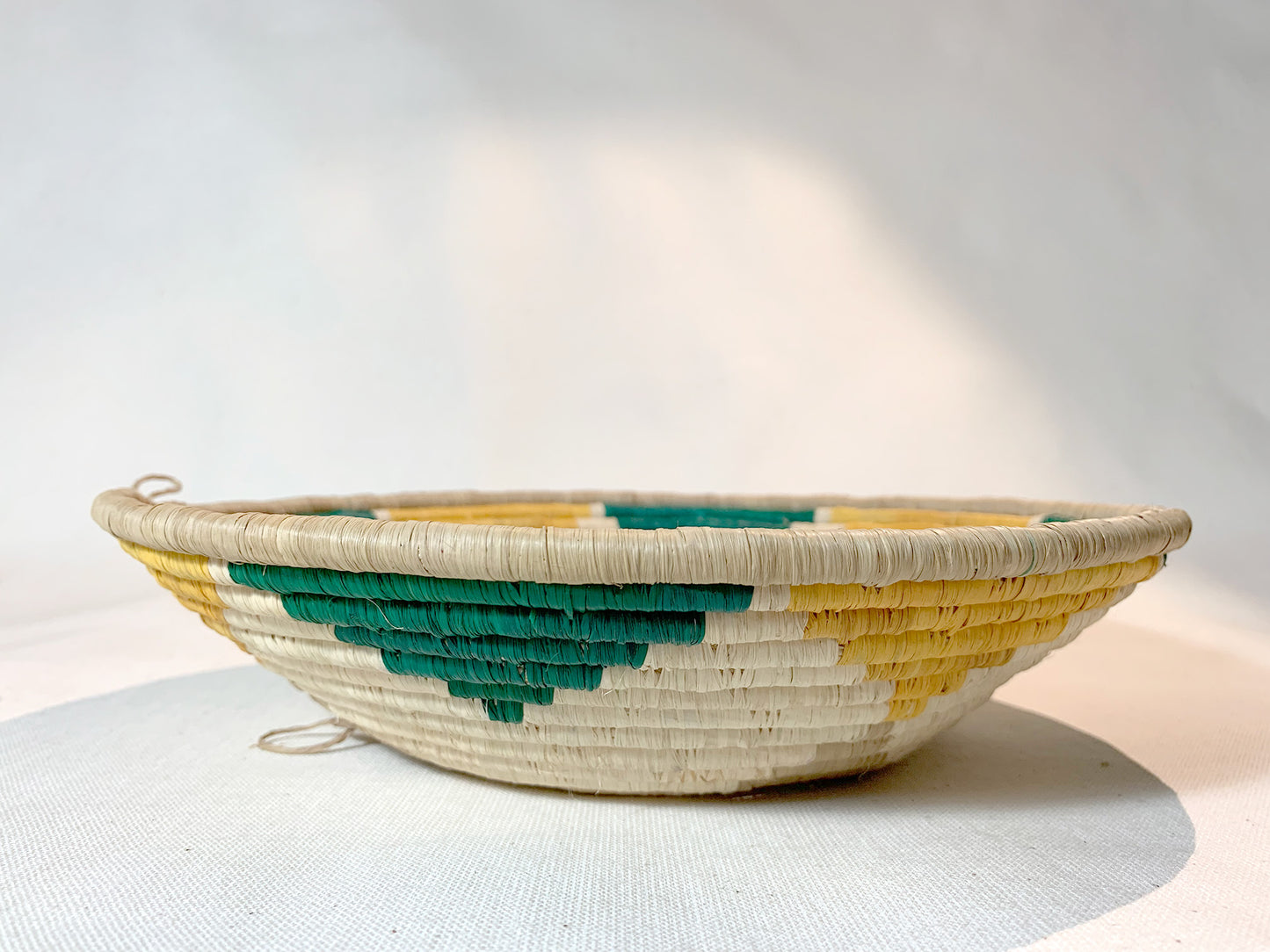 Yellow & Green Handmade African Basket / Ugandan Basket / Woven Basket