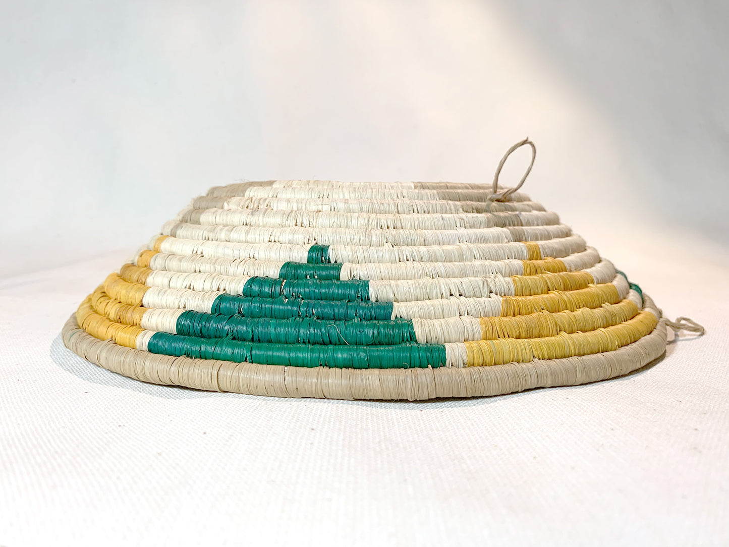 Yellow & Green Handmade African Basket / Ugandan Basket / Woven Basket