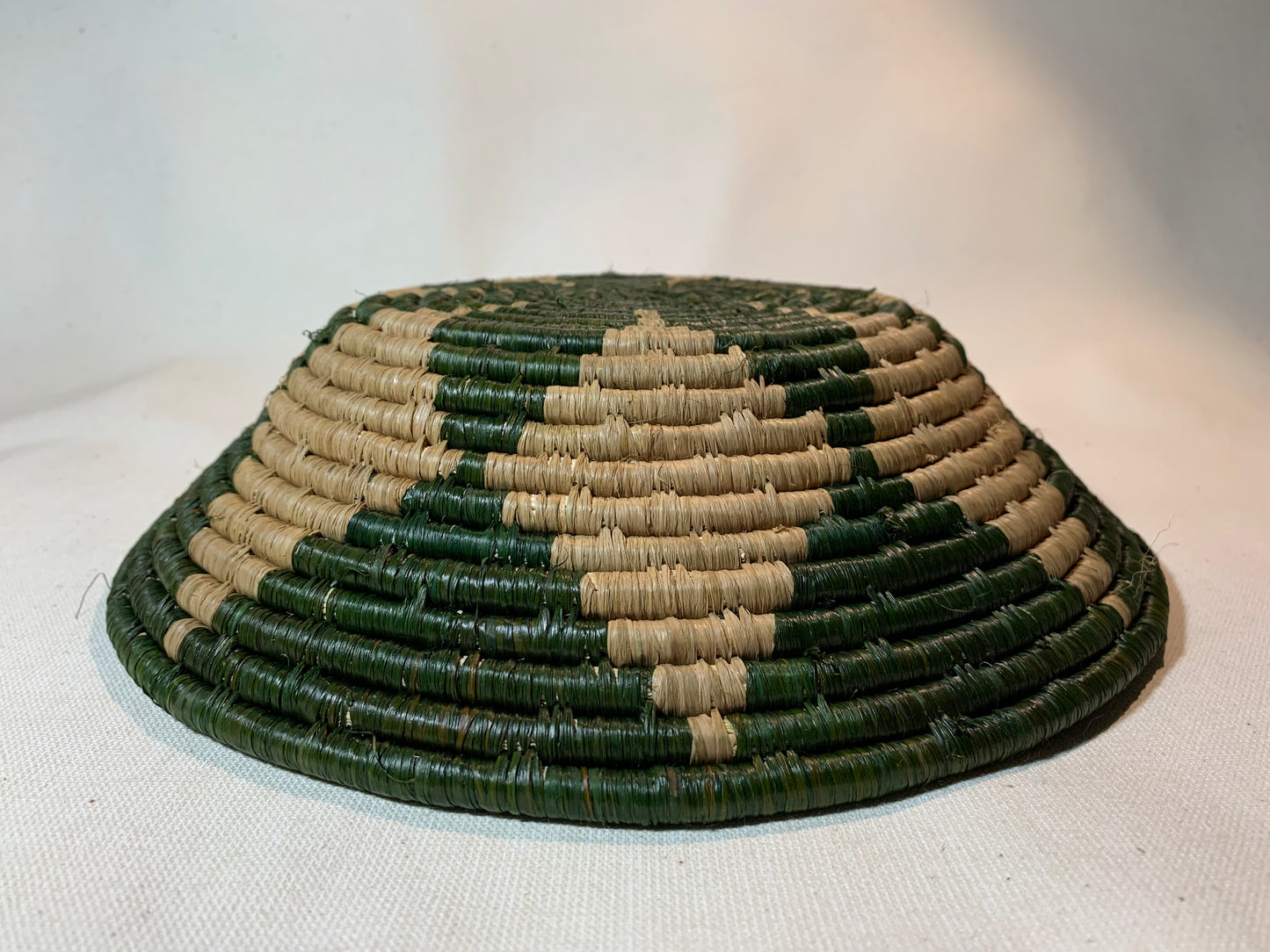 Green and Natural Fibre Handmade African Basket / Ugandan Basket / Woven Basket