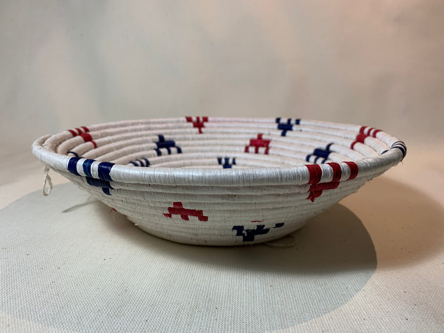 Red White and Blue Handmade African Basket / Ugandan Basket / Woven Basket