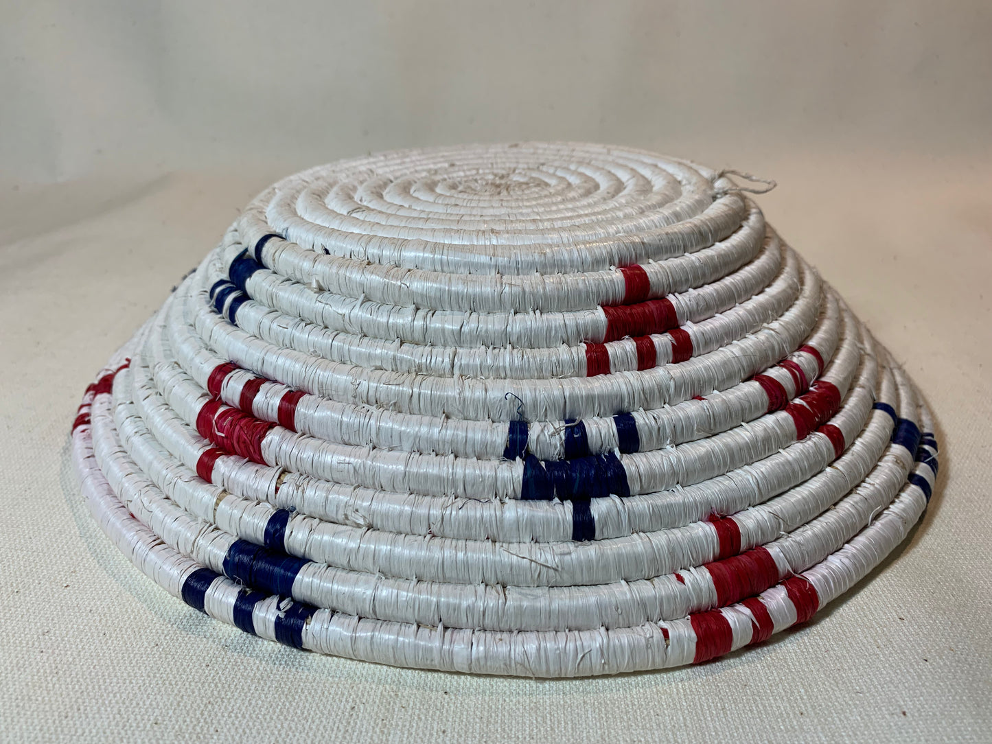 Red White and Blue Handmade African Basket / Ugandan Basket / Woven Basket