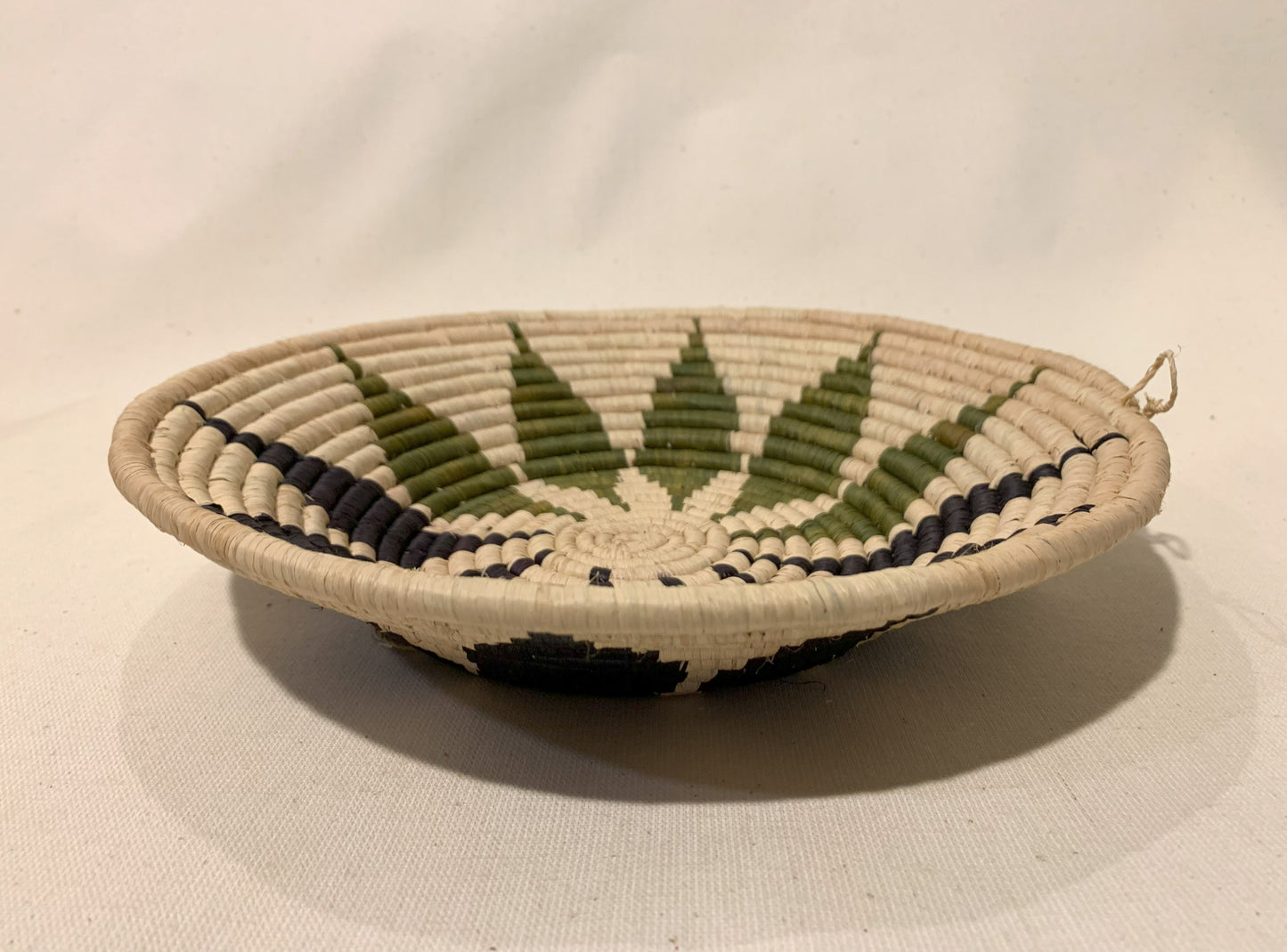 Green and Black Flower Handmade African Basket / Ugandan Basket / Woven Basket