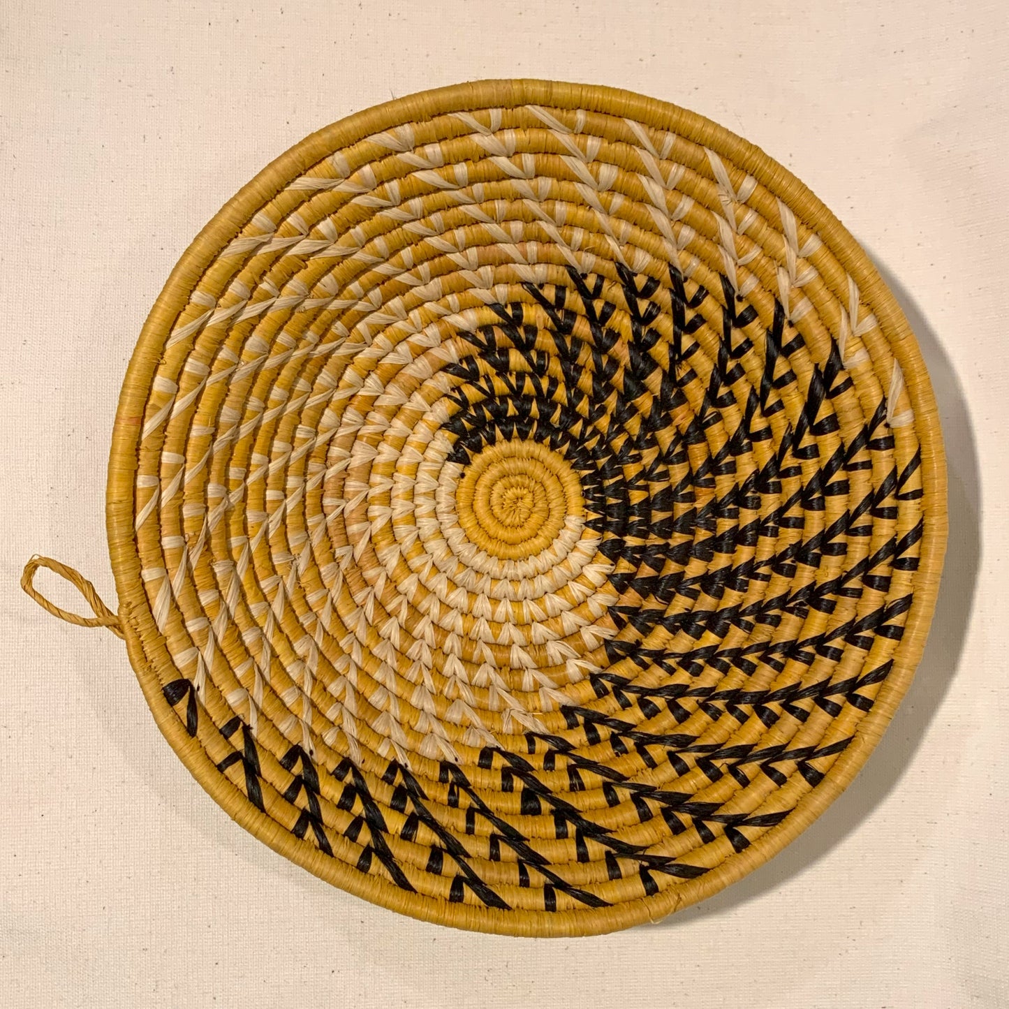 Black and Yellow Wave Handmade African Basket / Ugandan Basket / Woven Basket