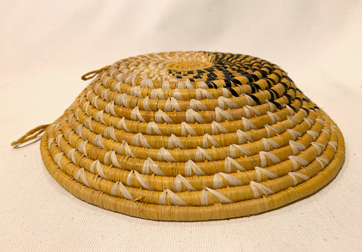 Black and Yellow Wave Handmade African Basket / Ugandan Basket / Woven Basket