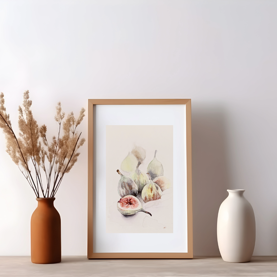 "Life is Sweet", fresh figs, Watercolor Art Print