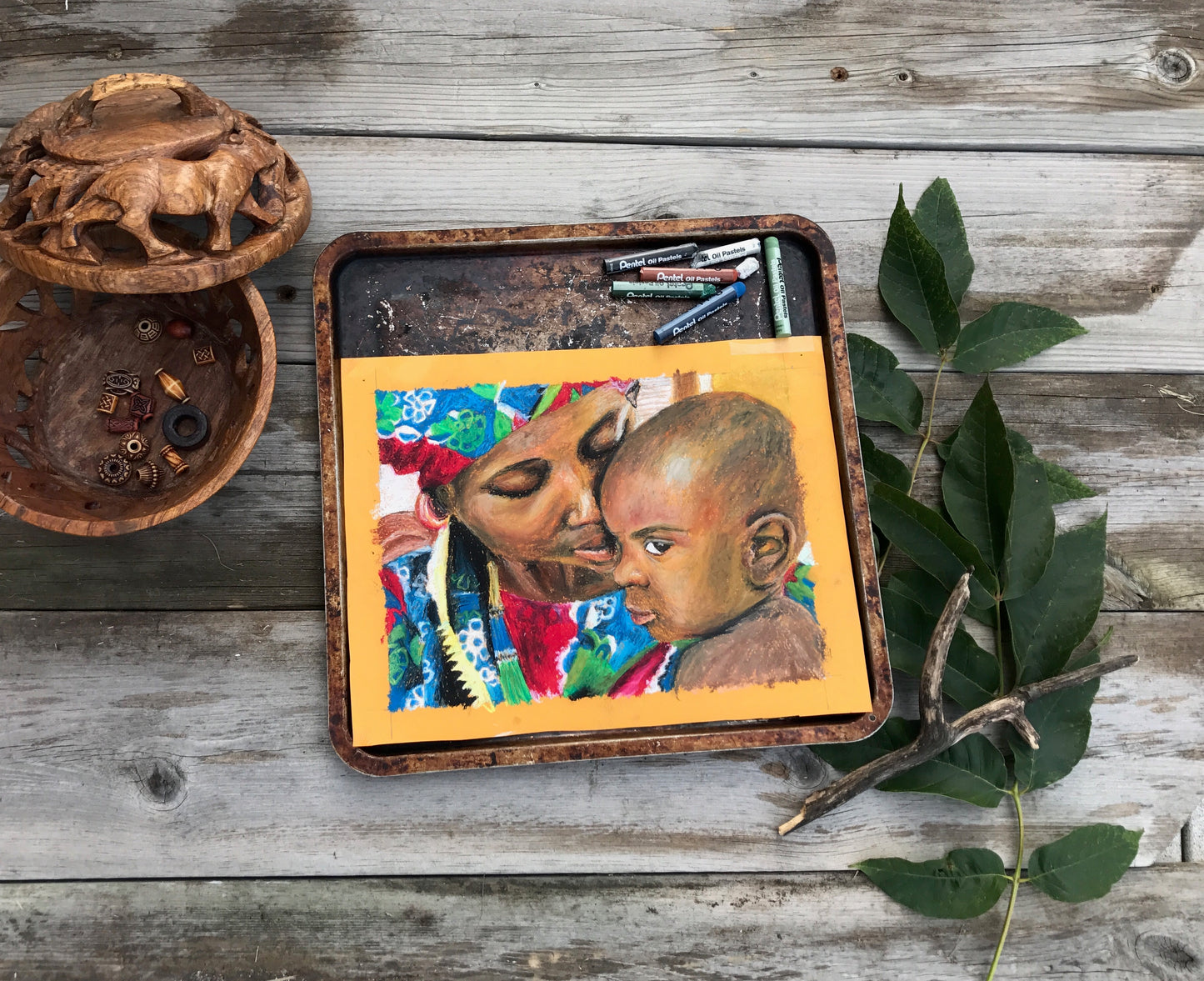"African Mother" Oil Pastel Art Print