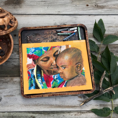"African Mother" Oil Pastel Art Print