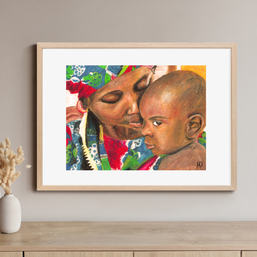 "African Mother" Oil Pastel Art Print