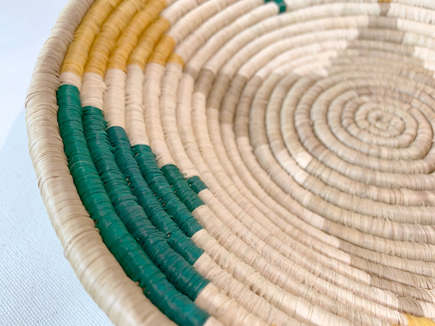 Yellow & Green Handmade African Basket / Ugandan Basket / Woven Basket