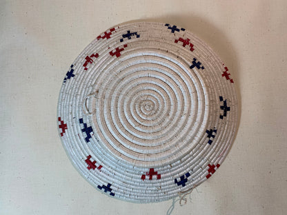 Red White and Blue Handmade African Basket / Ugandan Basket / Woven Basket