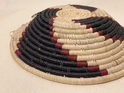 Black & Red Fan Handmade African Basket / Ugandan Basket / Woven Basket