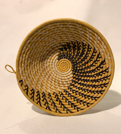 Black and Yellow Wave Handmade African Basket / Ugandan Basket / Woven Basket