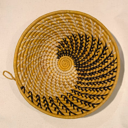 Black and Yellow Wave Handmade African Basket / Ugandan Basket / Woven Basket